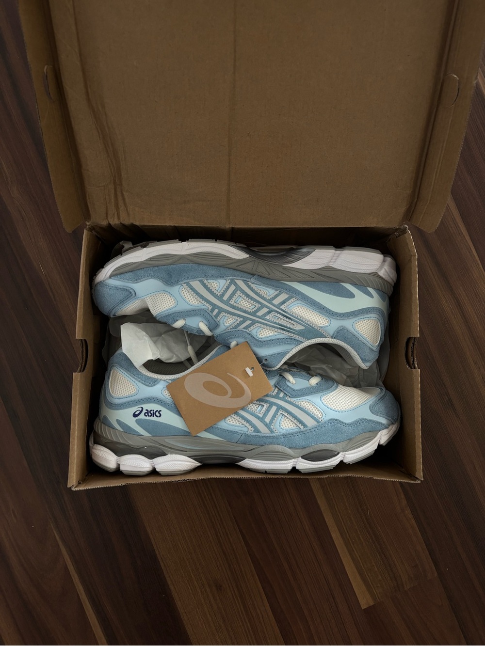Asics Pale Blue and White Running Sneakers